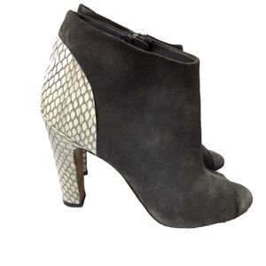 Vince gray snakeskin peep toe heeled booties. Size 6.